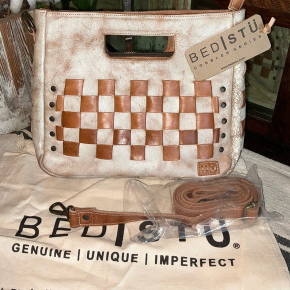 Bed Stu Handbags - NWT Bed Stu Leather Keiki Crossbody Bag Handbag Nectar Lux Tan Rustic MSRP $235